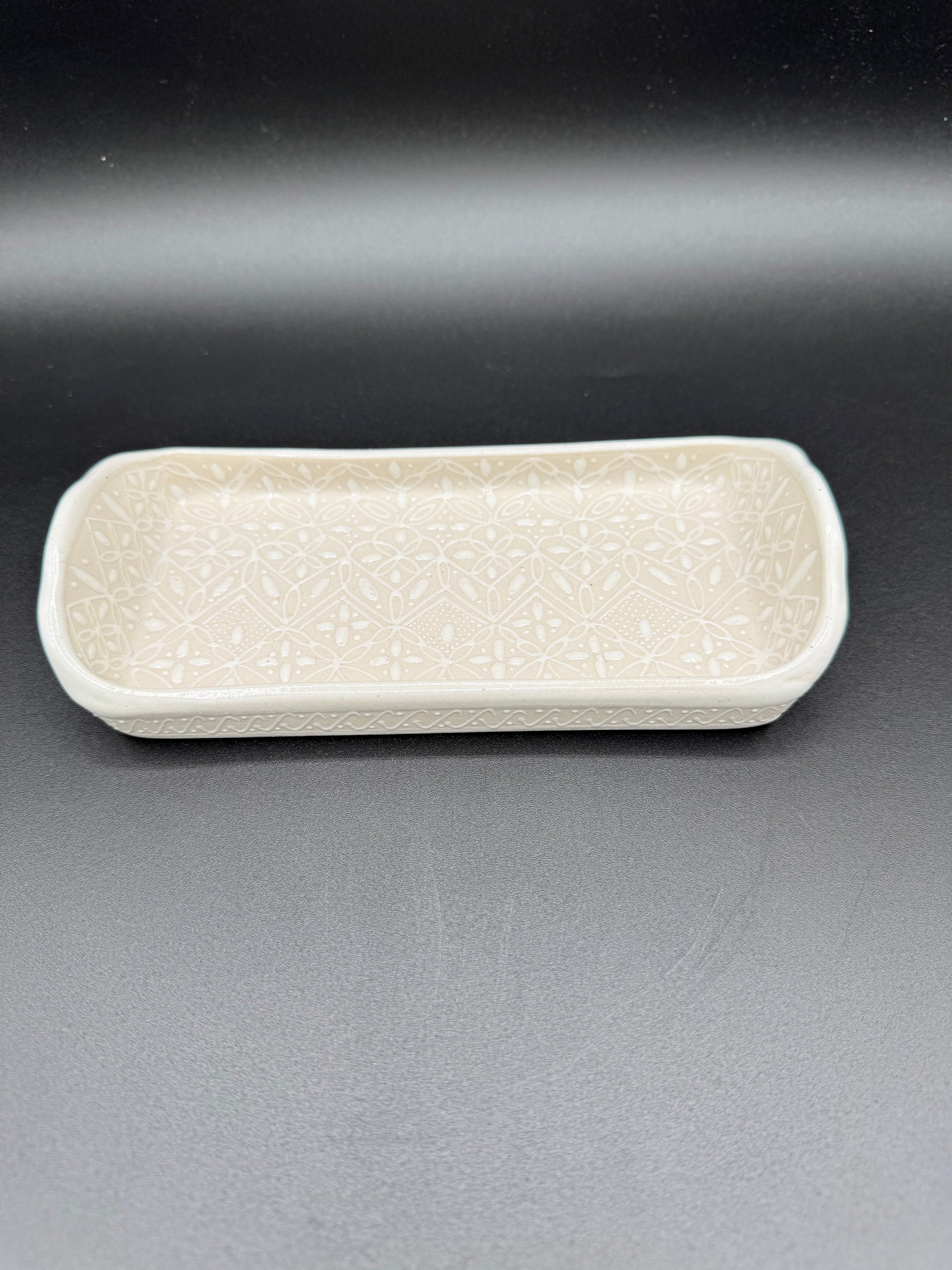 Small Handmade Talavera Ceramic Tray- White