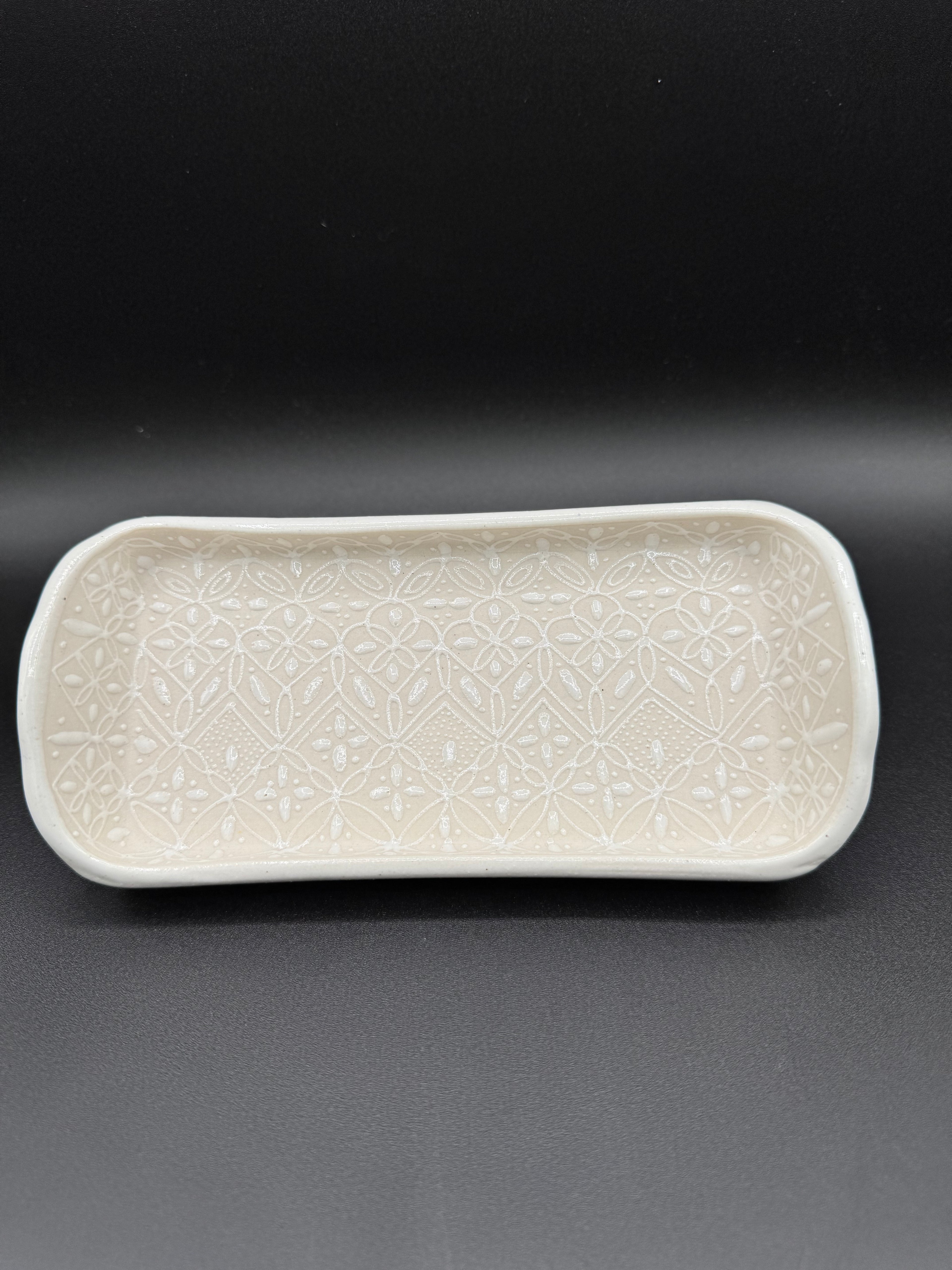 Small Handmade Talavera Ceramic Tray- White
