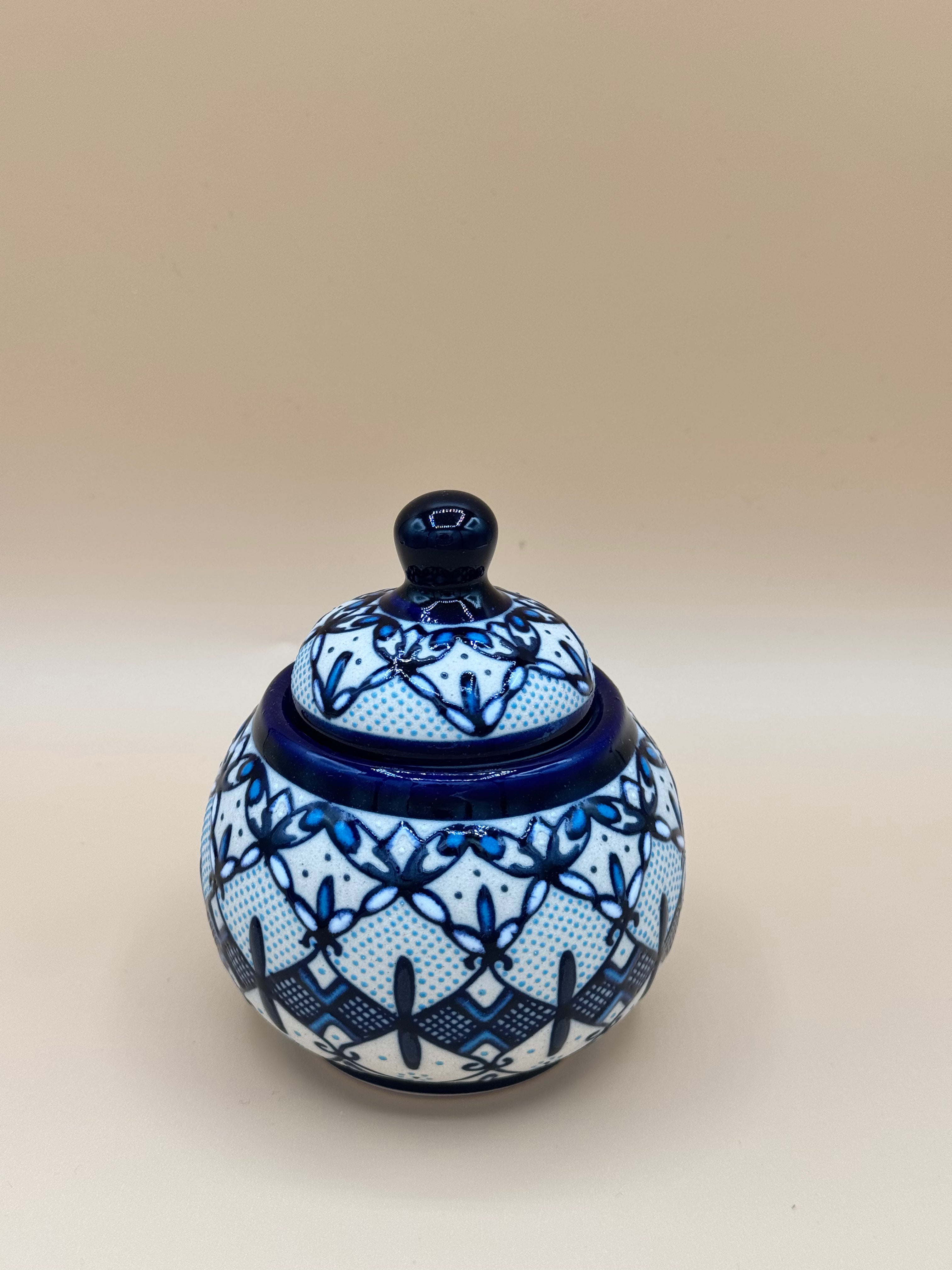 Handmade Talavera Ceramic Sugar Bowl- Blue/White