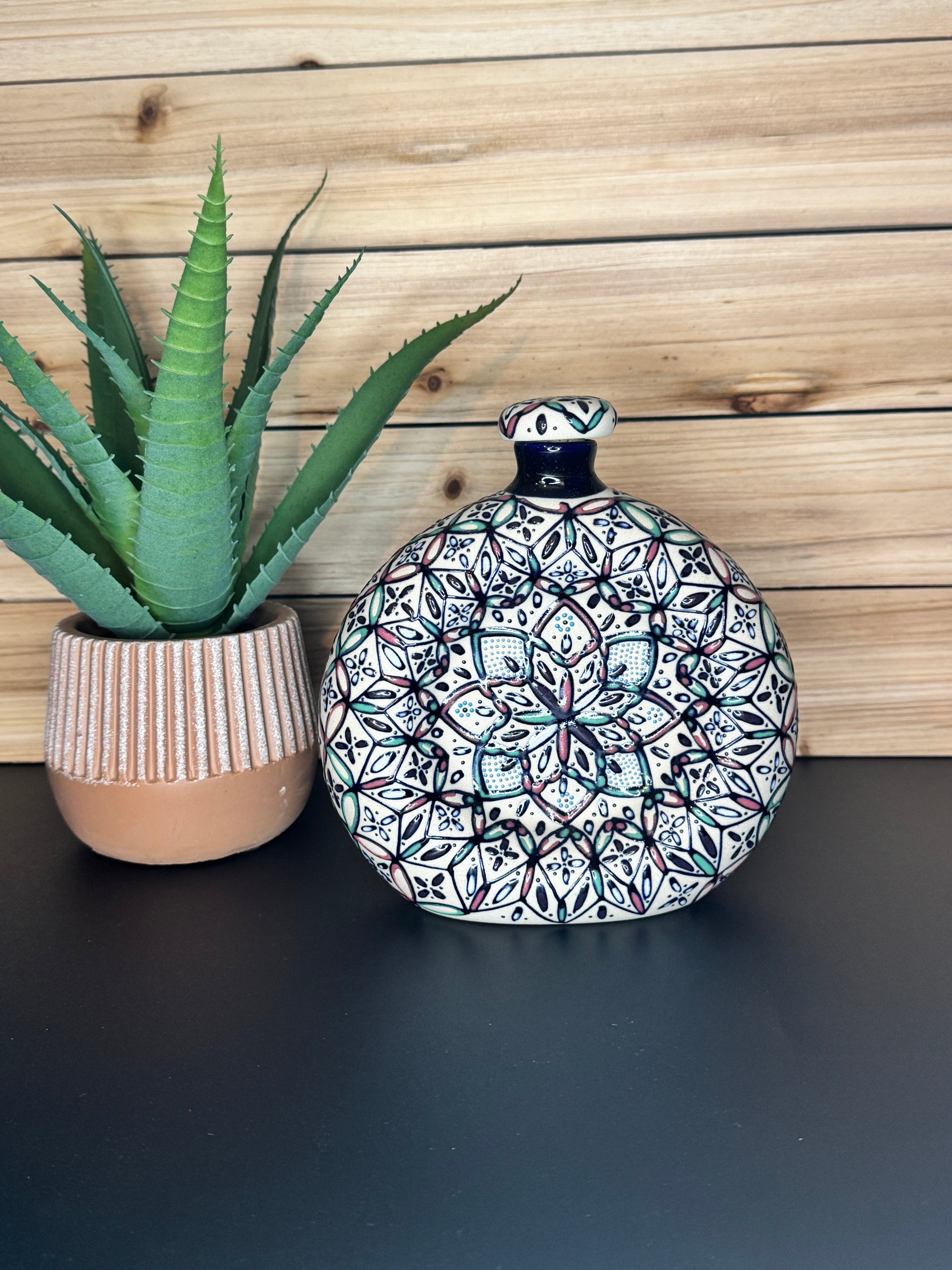 Handmade Talavera Ceramic Liquor Decanter- Multicolor