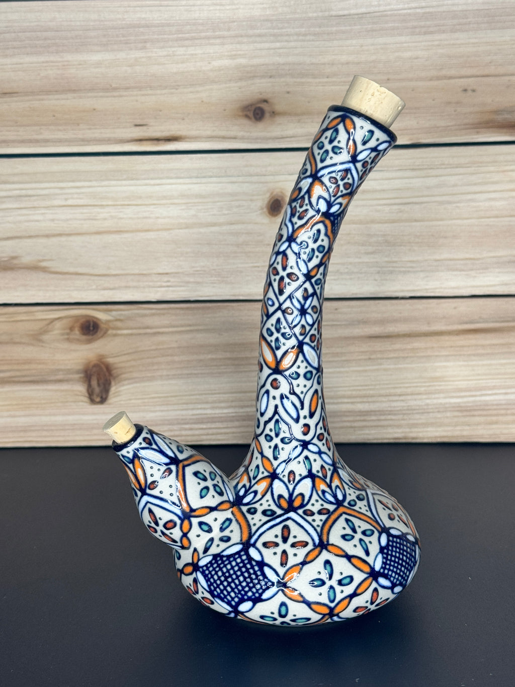 Handmade Talavera Oil & Vinegar Cruet- Orange
