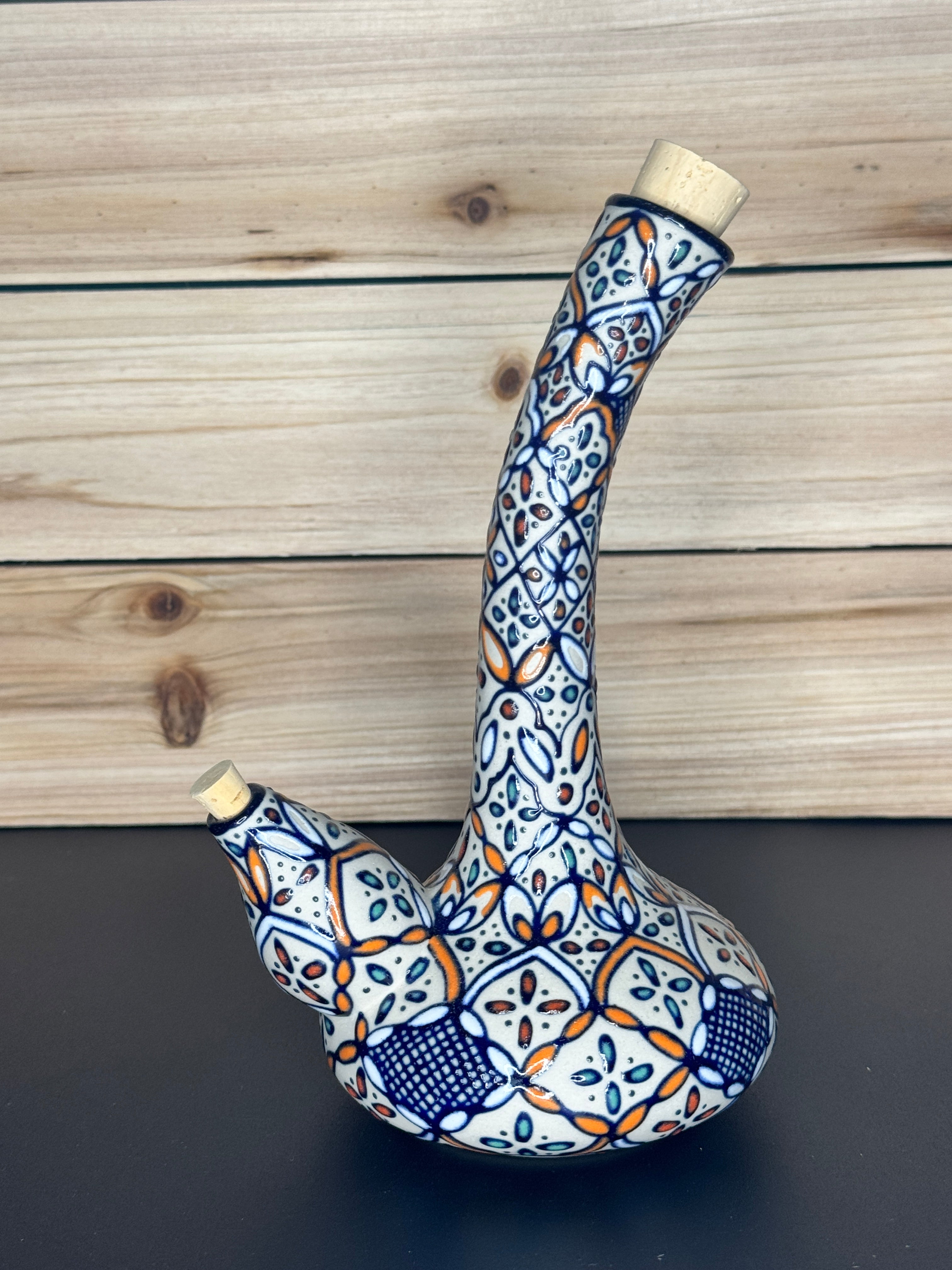 Handmade Talavera Oil & Vinegar Cruet- Orange
