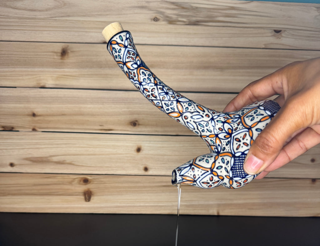Handmade Talavera Oil & Vinegar Cruet- Orange