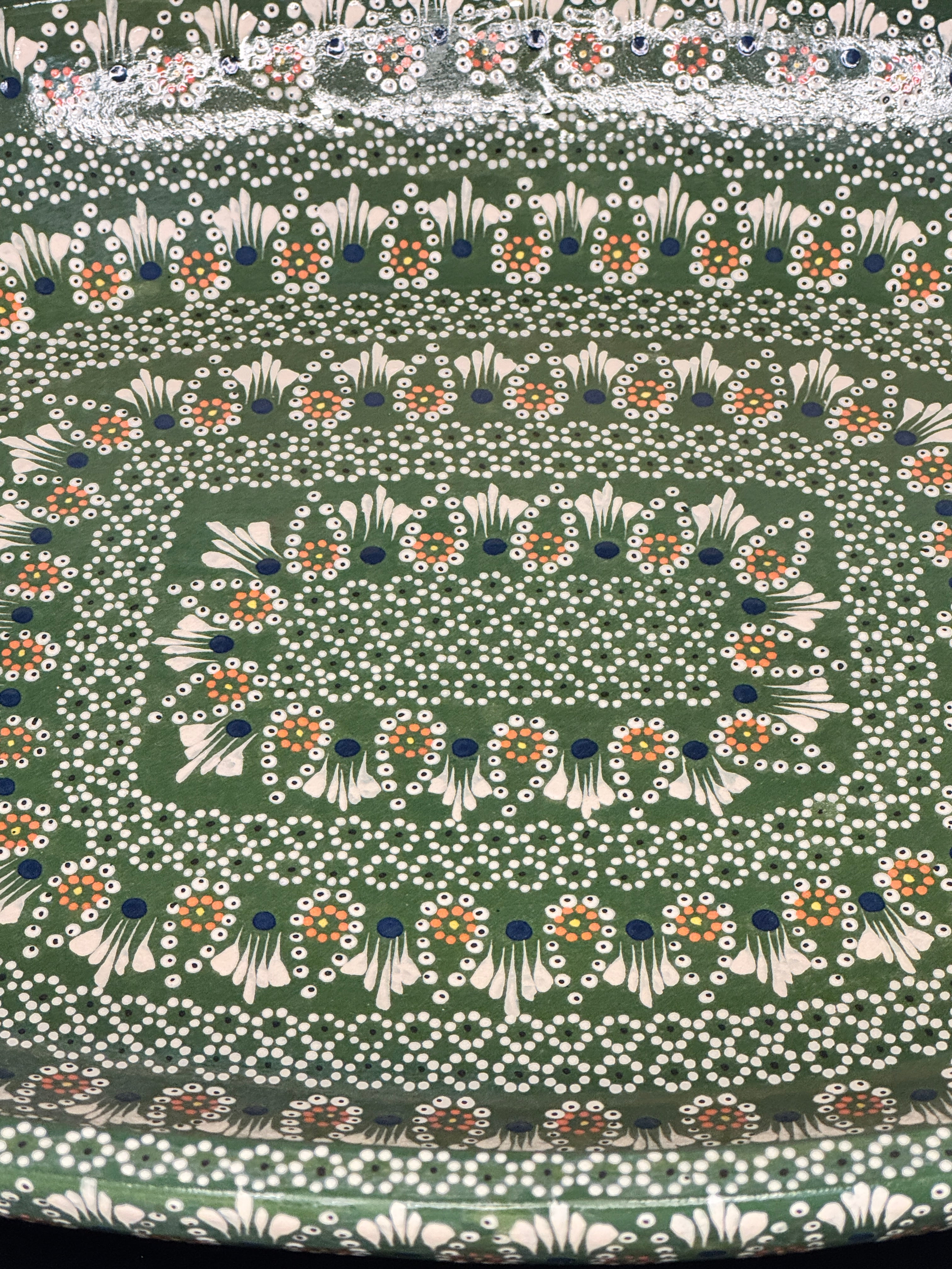 Handmade Mexican Ceramic Panera Bowl - Hand-Painted Green Serving Dish