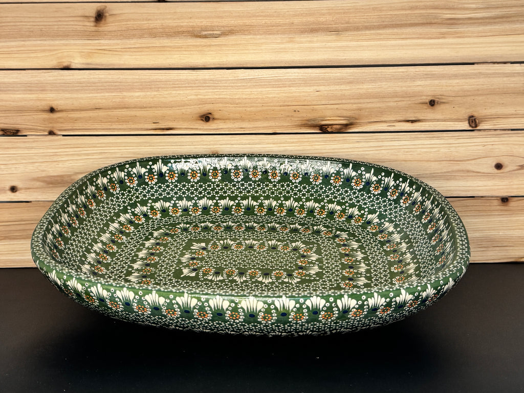Handmade Mexican Ceramic Panera Bowl - Hand-Painted Green Serving Dish