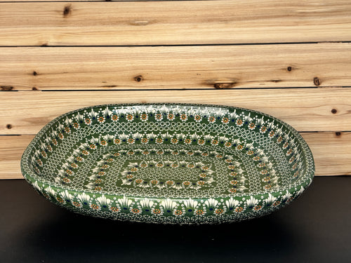 Handmade Mexican Ceramic Panera Bowl - Hand-Painted Green Serving Dish
