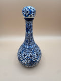 Handmade Talavera Ceramic Decanter- Blue/White