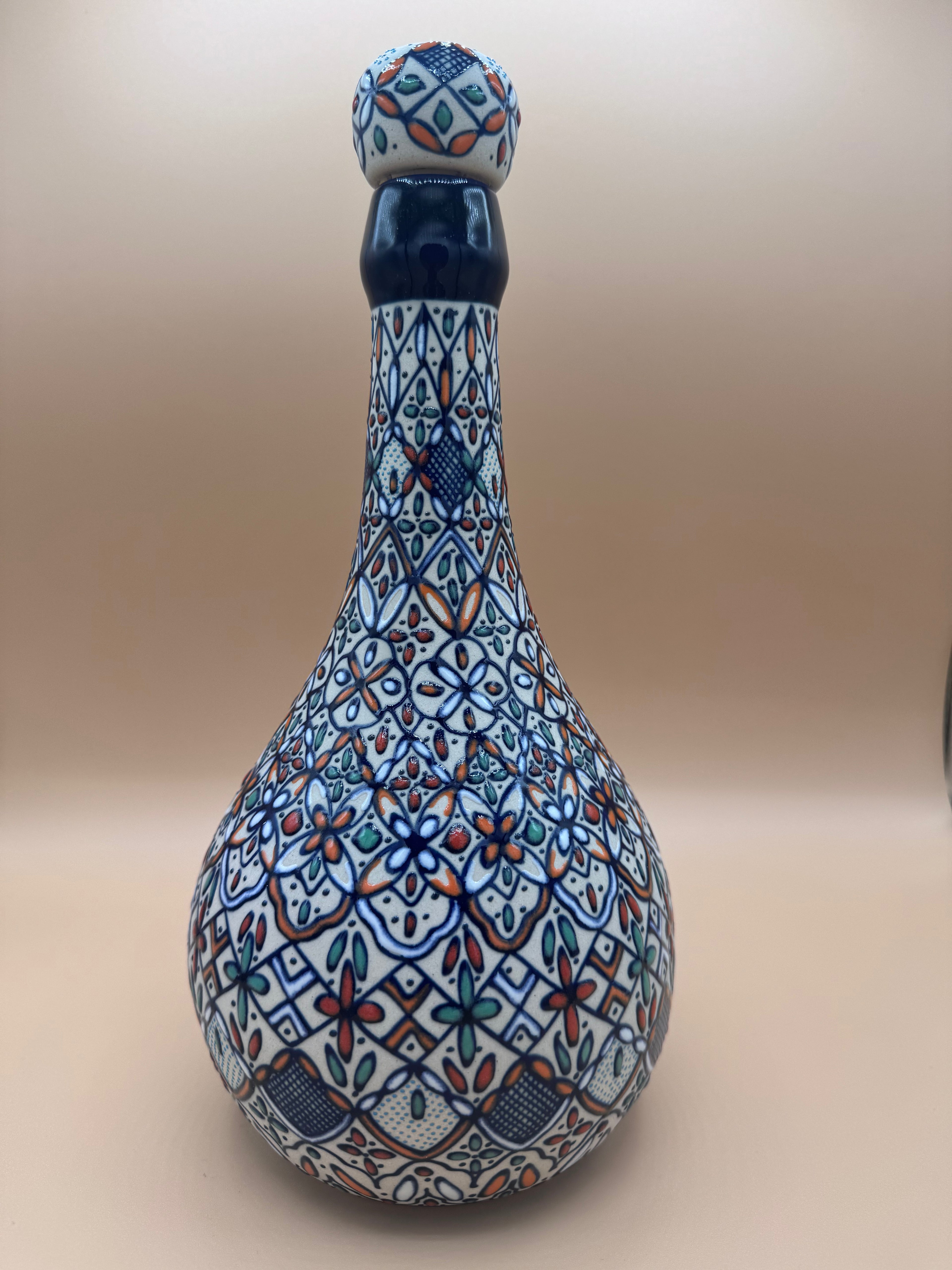 Handmade Talavera Ceramic Decanter- Orange