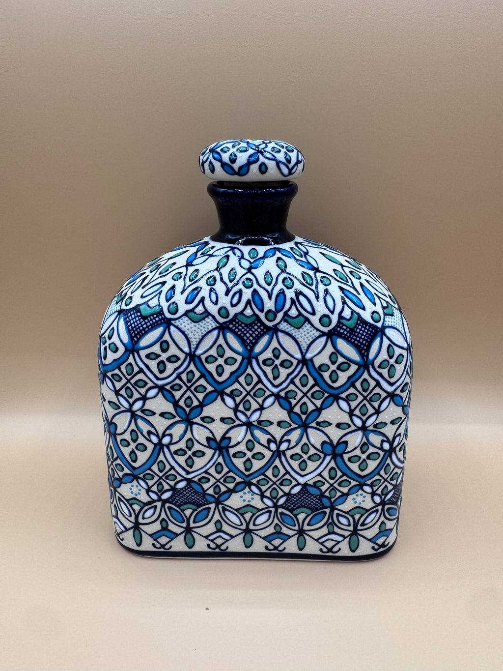 Handmade Talavera Ceramic Decanter- Green