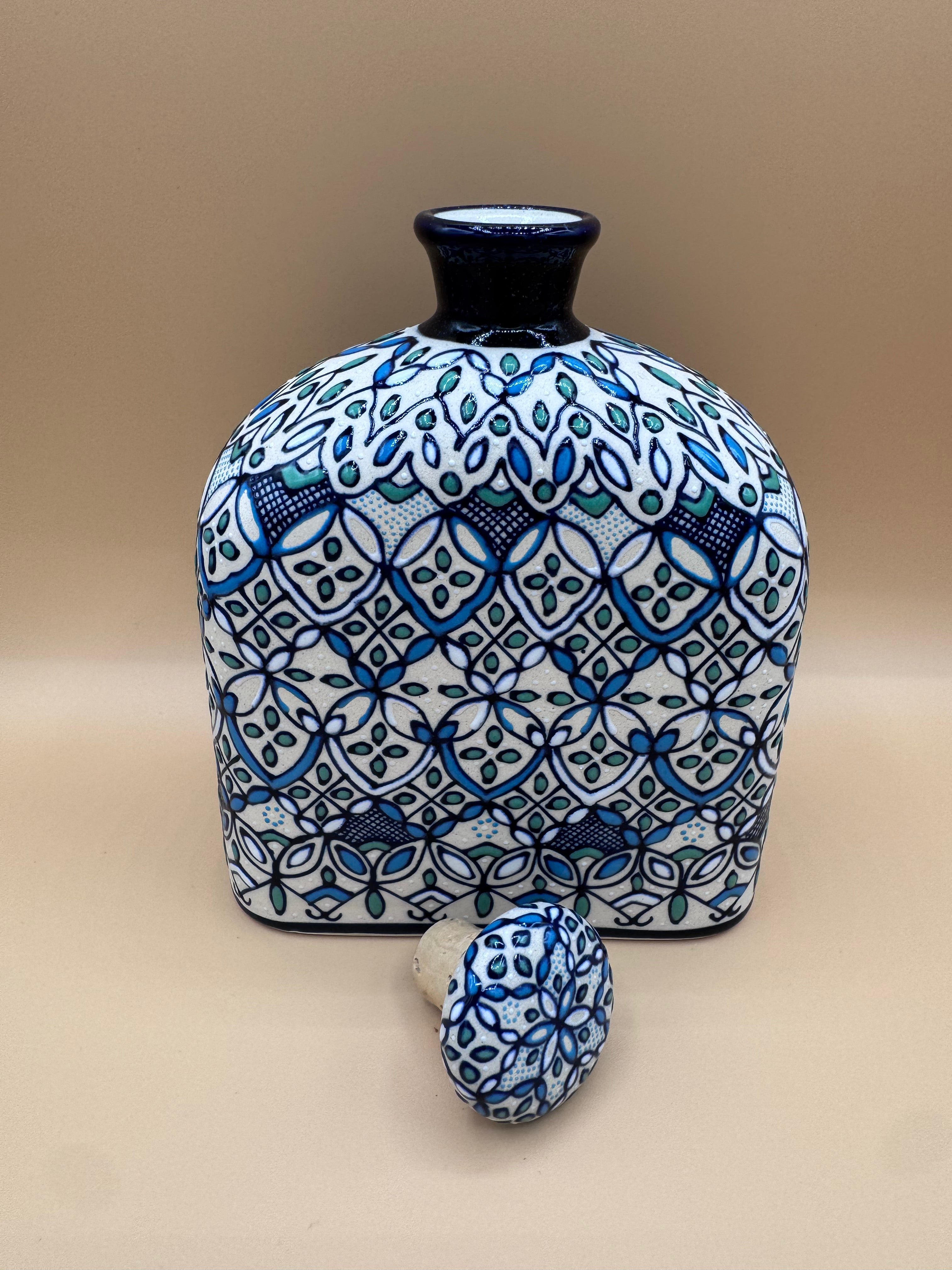 Handmade Talavera Ceramic Decanter- Green