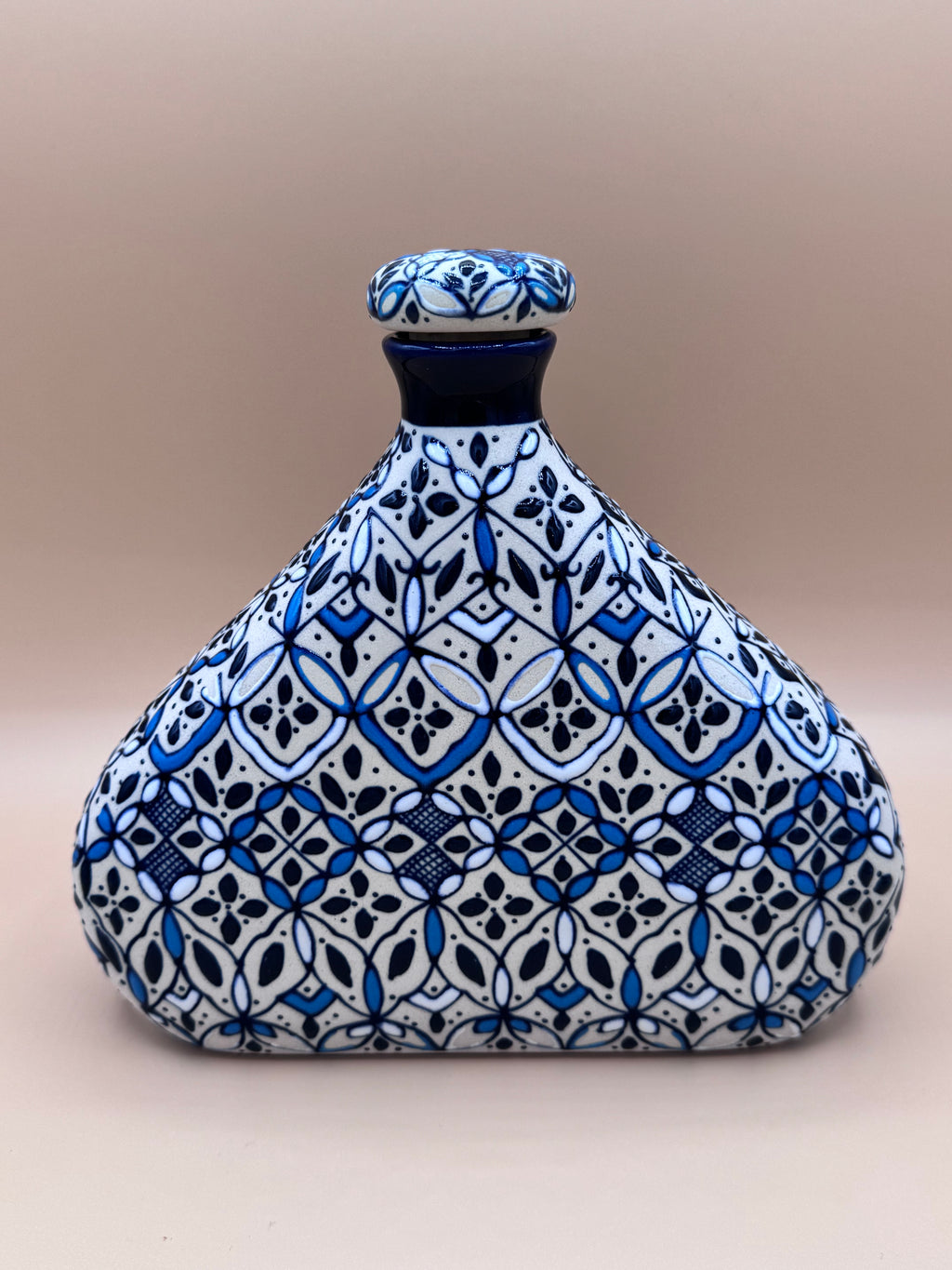 Handmade Talavera Ceramic Decanter- Blue/white