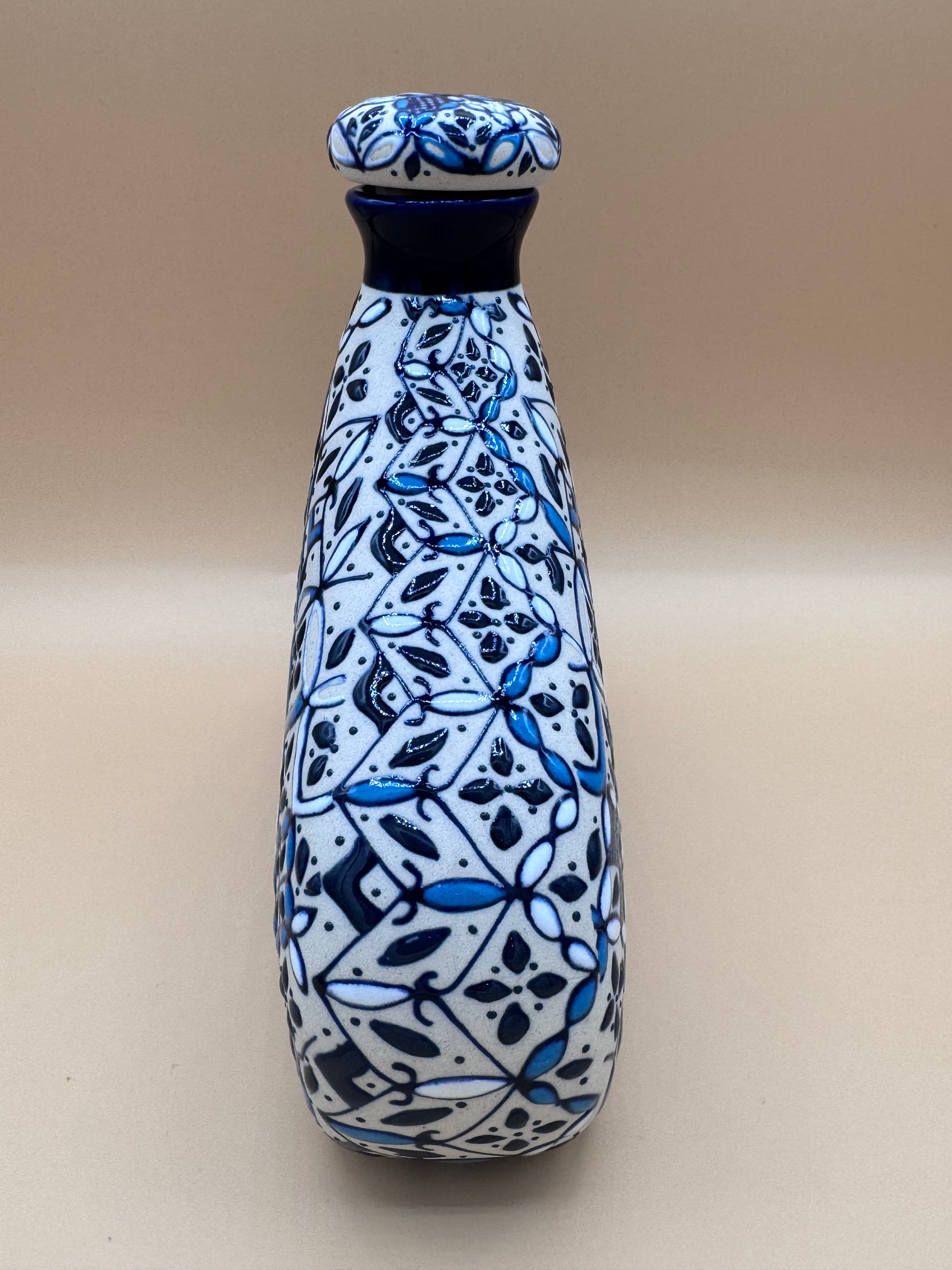 Handmade Talavera Ceramic Decanter- Blue/white