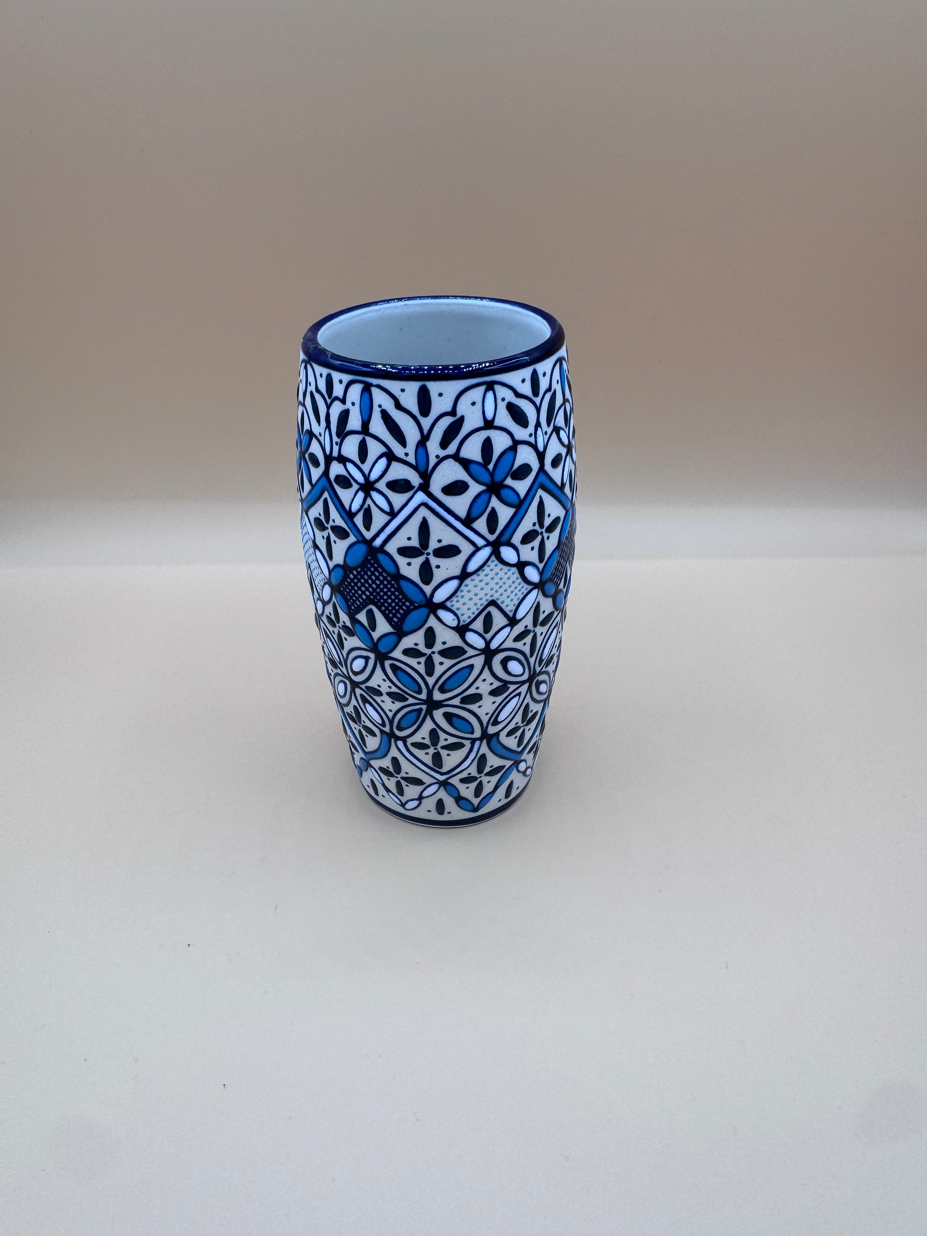Handmade Talavera Ceramic Pitcher & Cup Set – Blue/White