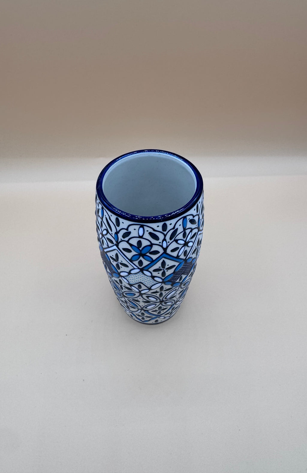 Handmade Talavera Ceramic Pitcher & Cup Set – Blue/White