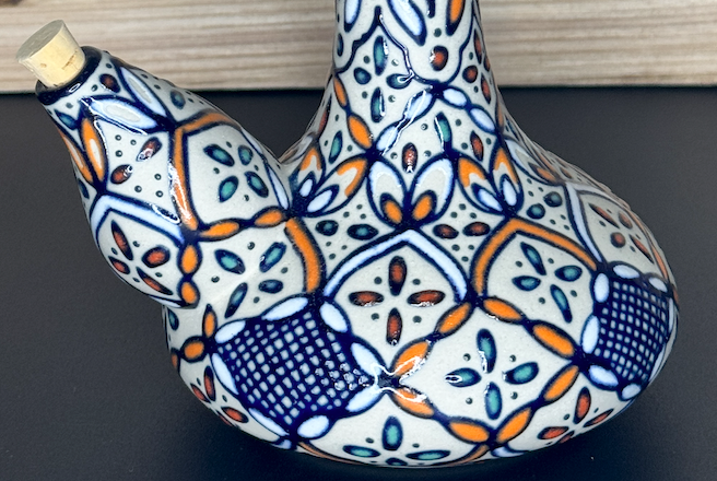 Handmade Talavera Oil & Vinegar Cruet- Orange