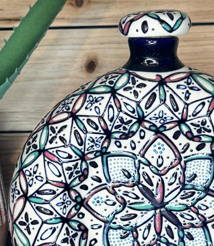 Handmade Talavera Ceramic Liquor Decanter- Multicolor