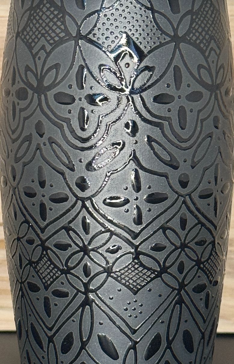 Handmade Mexican Ceramic Pitcher & 6 Cup Set-Black
