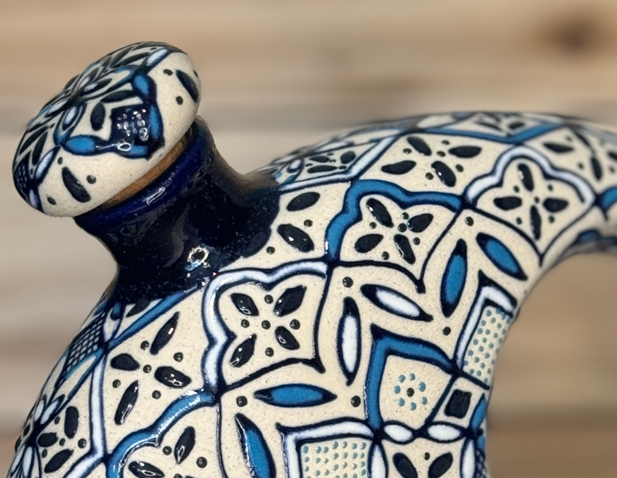 Handmade Talavera Ceramic Liquor Decanter Blue/White