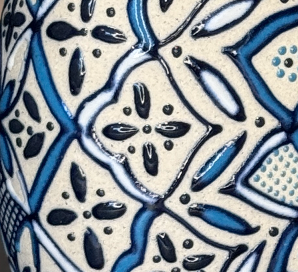 Handmade Talavera Ceramic Liquor Decanter Blue/White