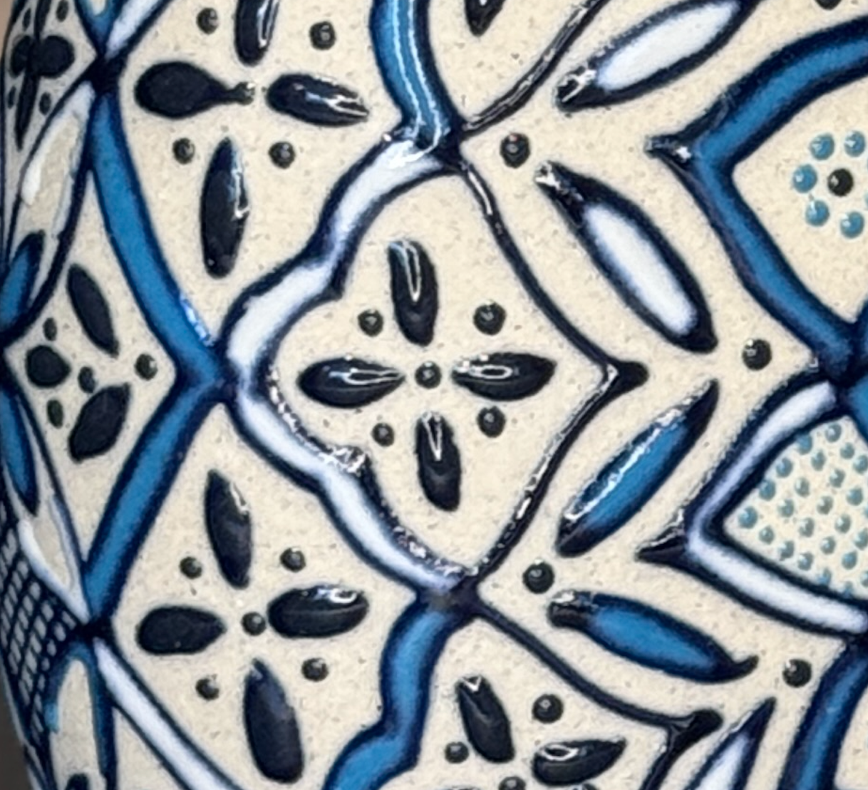 Handmade Talavera Ceramic Liquor Decanter Blue/White