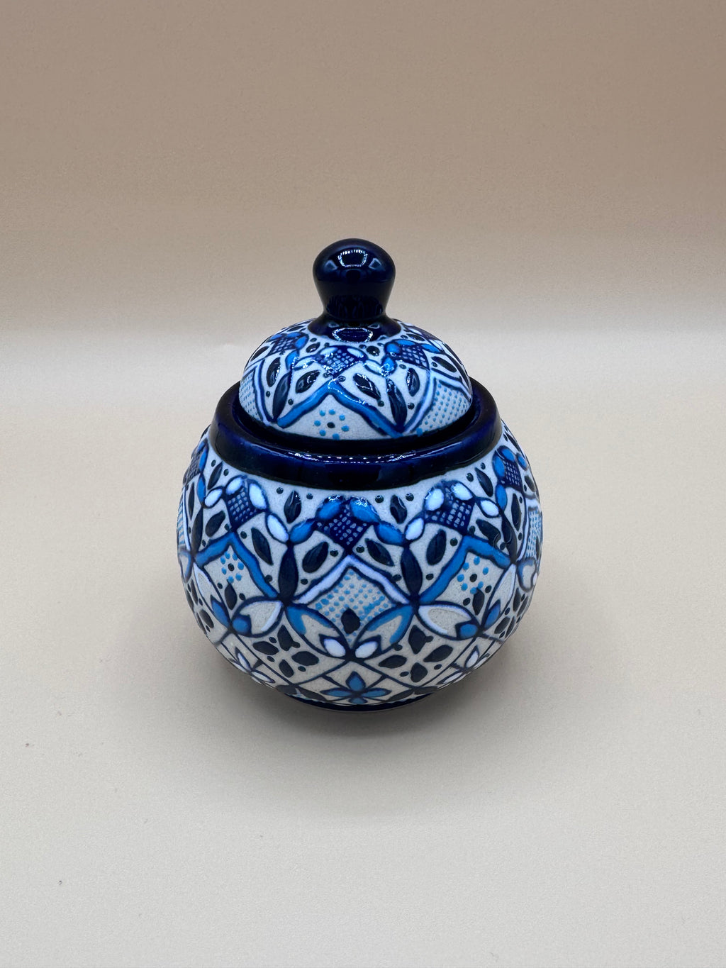 Handmade Talavera Ceramic Sugar Bowl- Blue/White