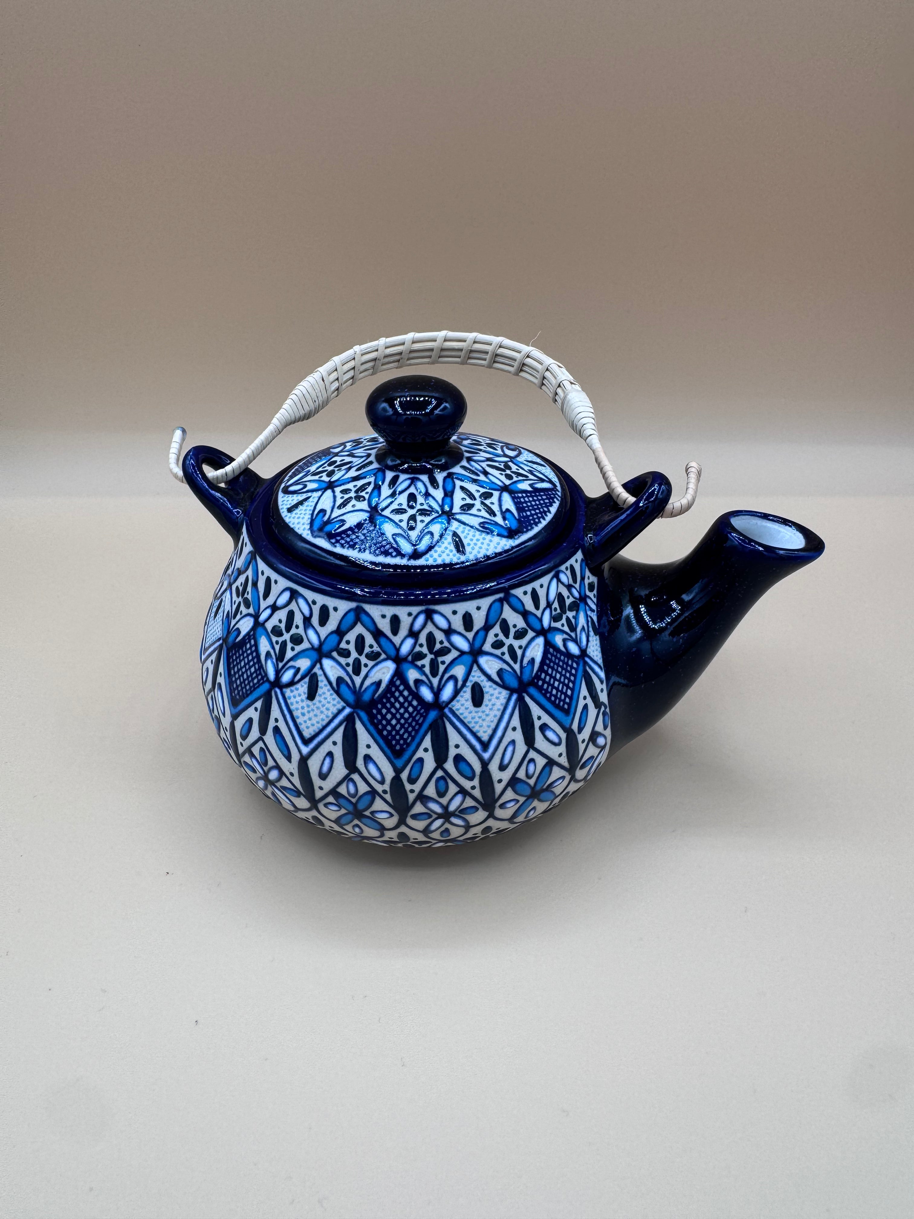 Handmade Talavera Ceramic Tea Set- Blue/White