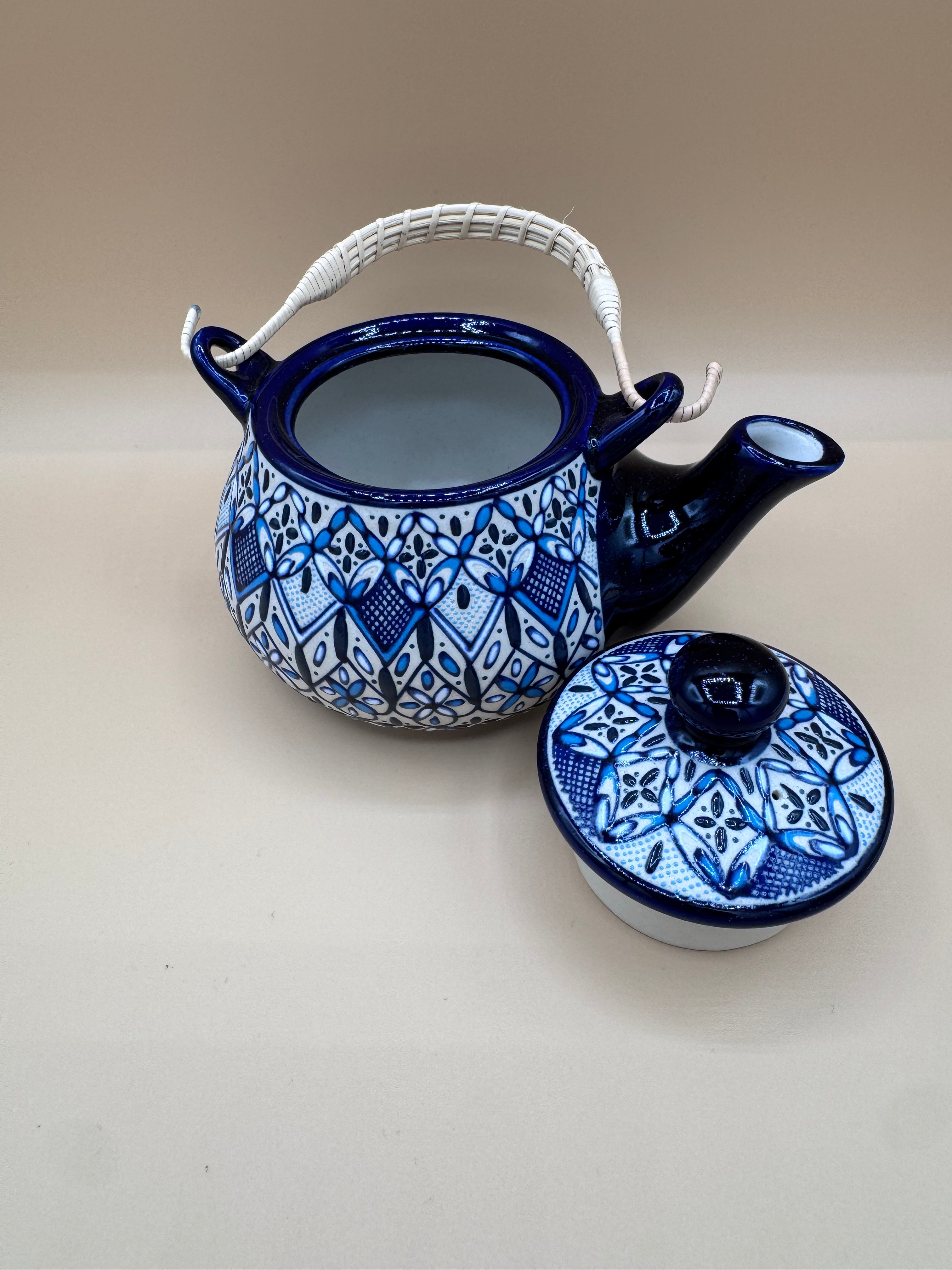 Handmade Talavera Ceramic Tea Set- Blue/White