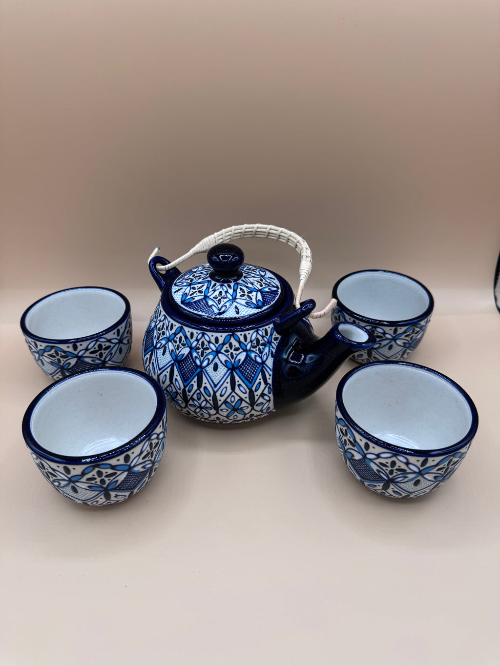 Handmade Talavera Ceramic Tea Set- Blue/White
