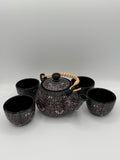 Handmade Talavera Ceramic Tea Set- Black/Rose