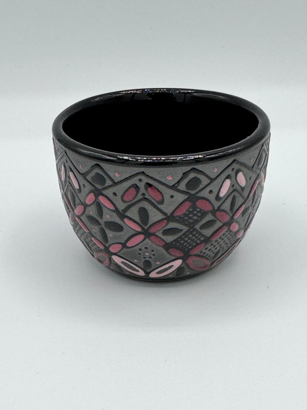 Handmade Talavera Ceramic Tea Set- Black/Rose