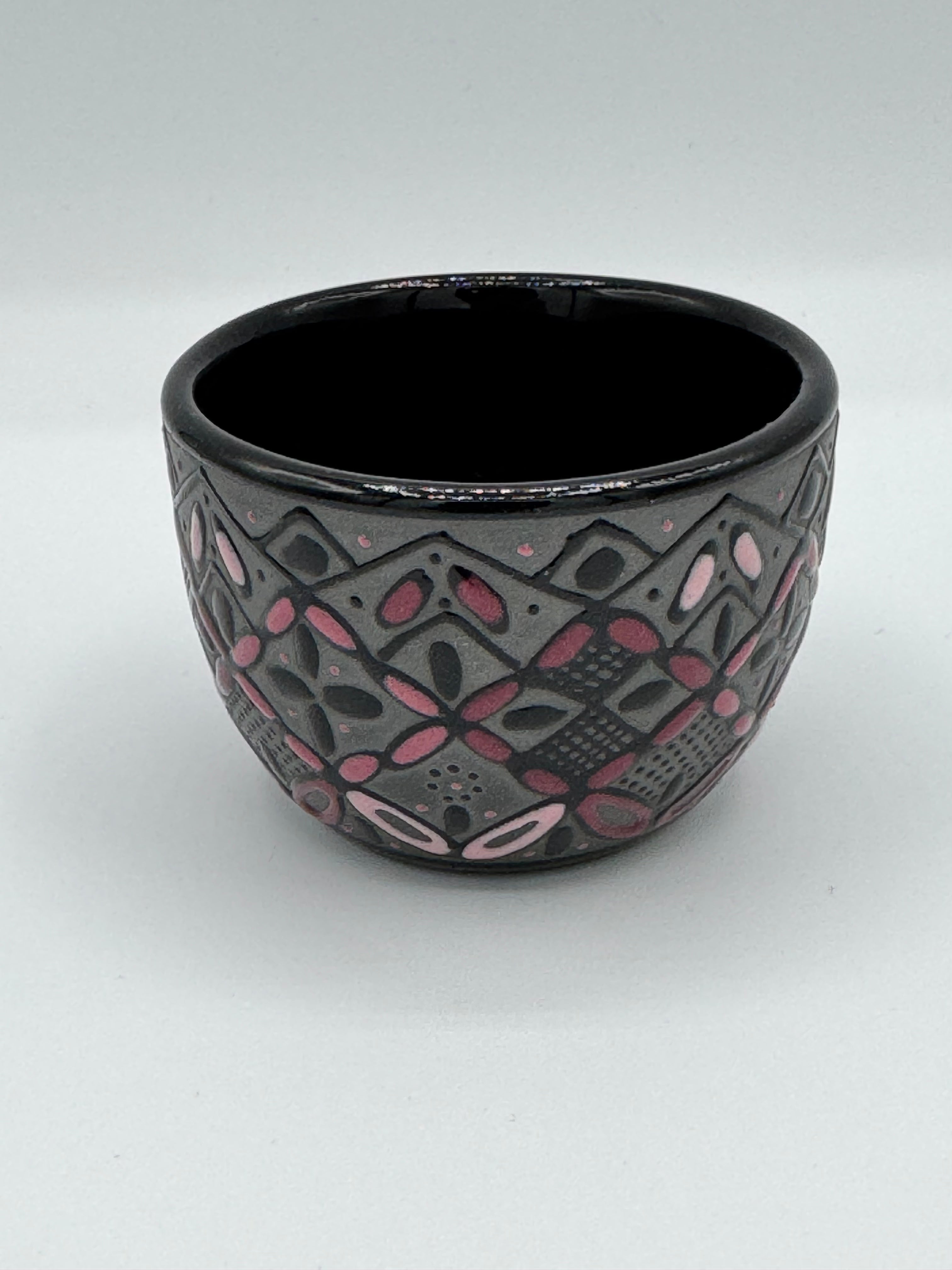 Handmade Talavera Ceramic Tea Set- Black/Rose