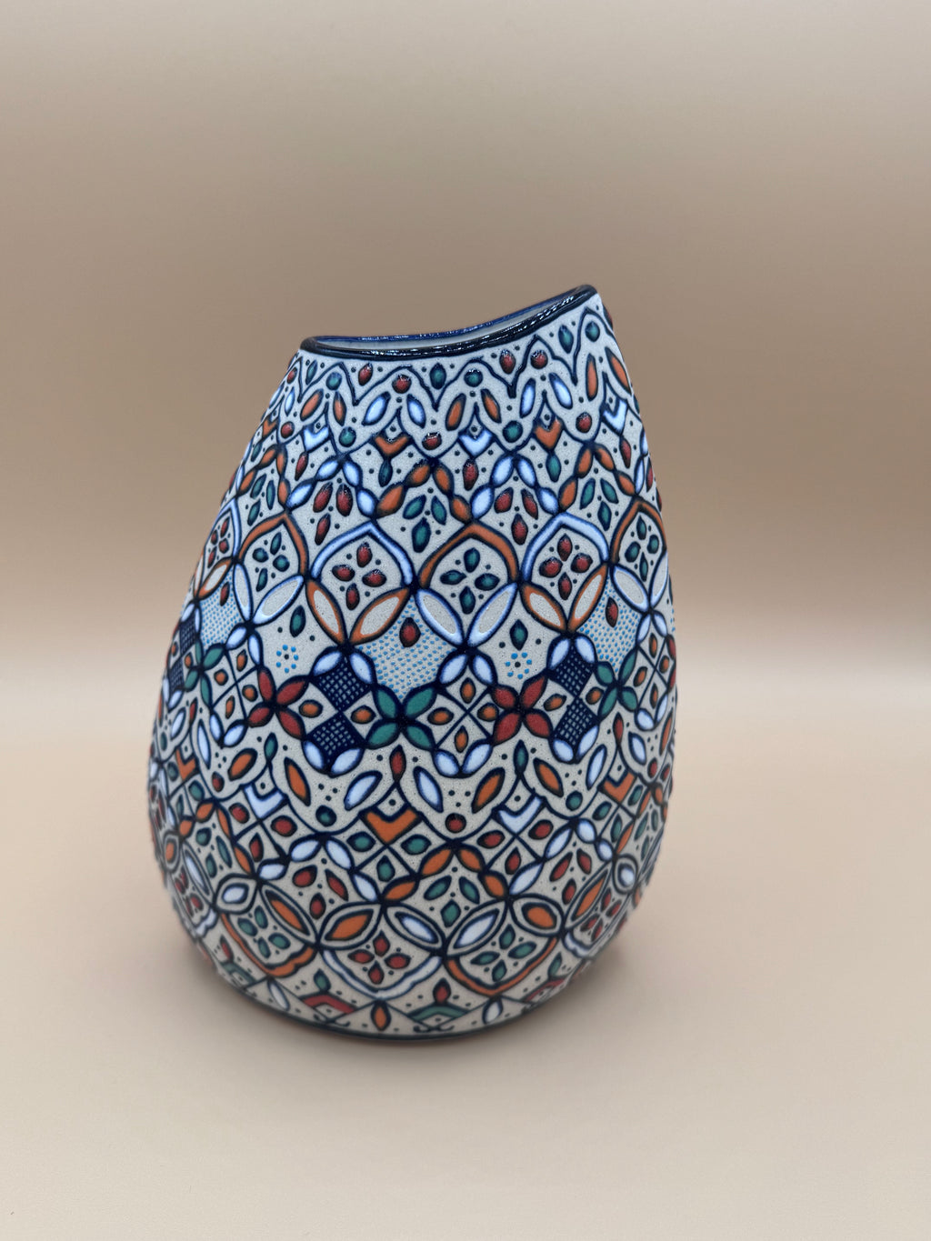 Handmade Talavera Ceramic Vase- Orange