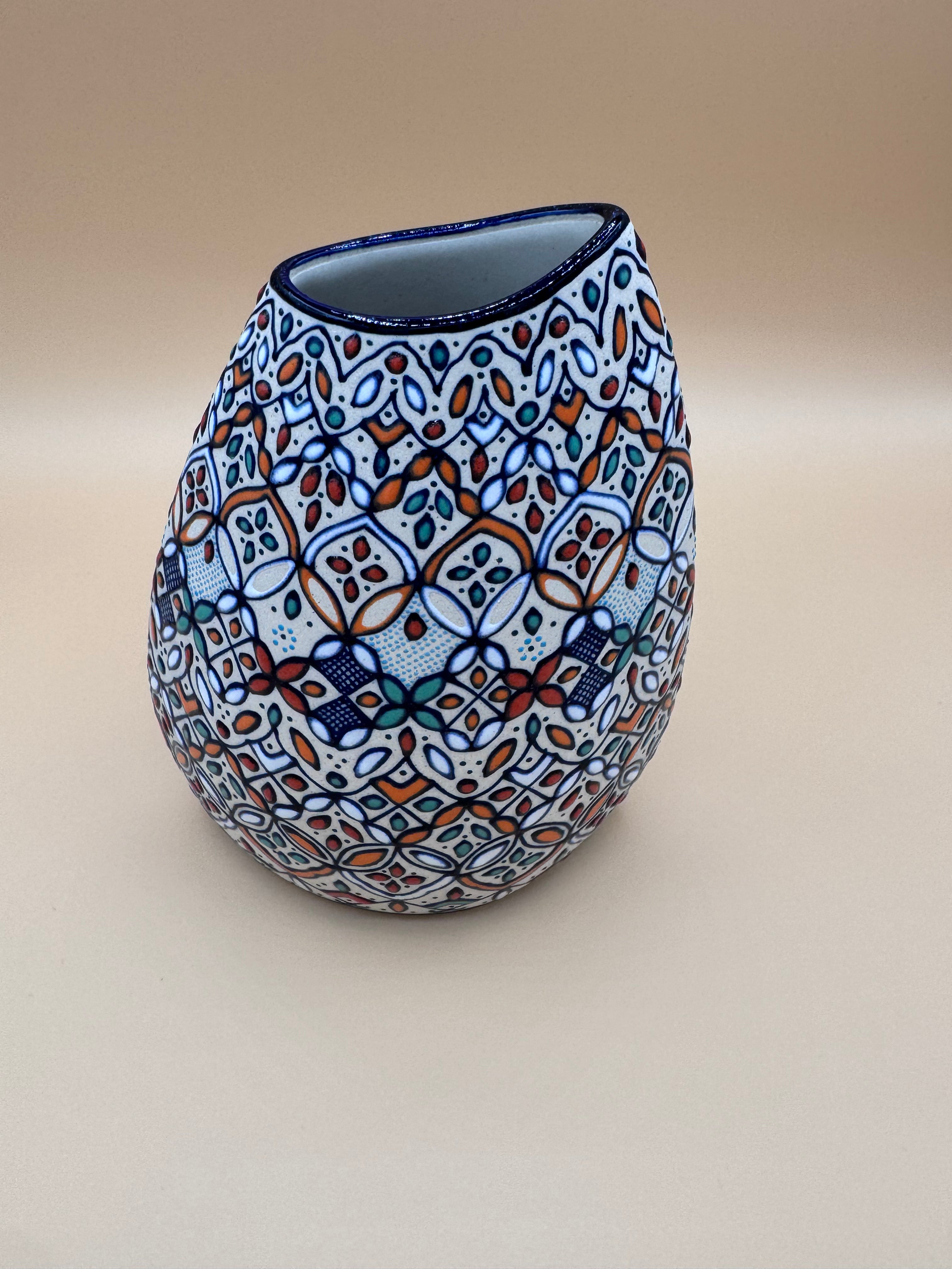 Handmade Talavera Ceramic Vase- Orange