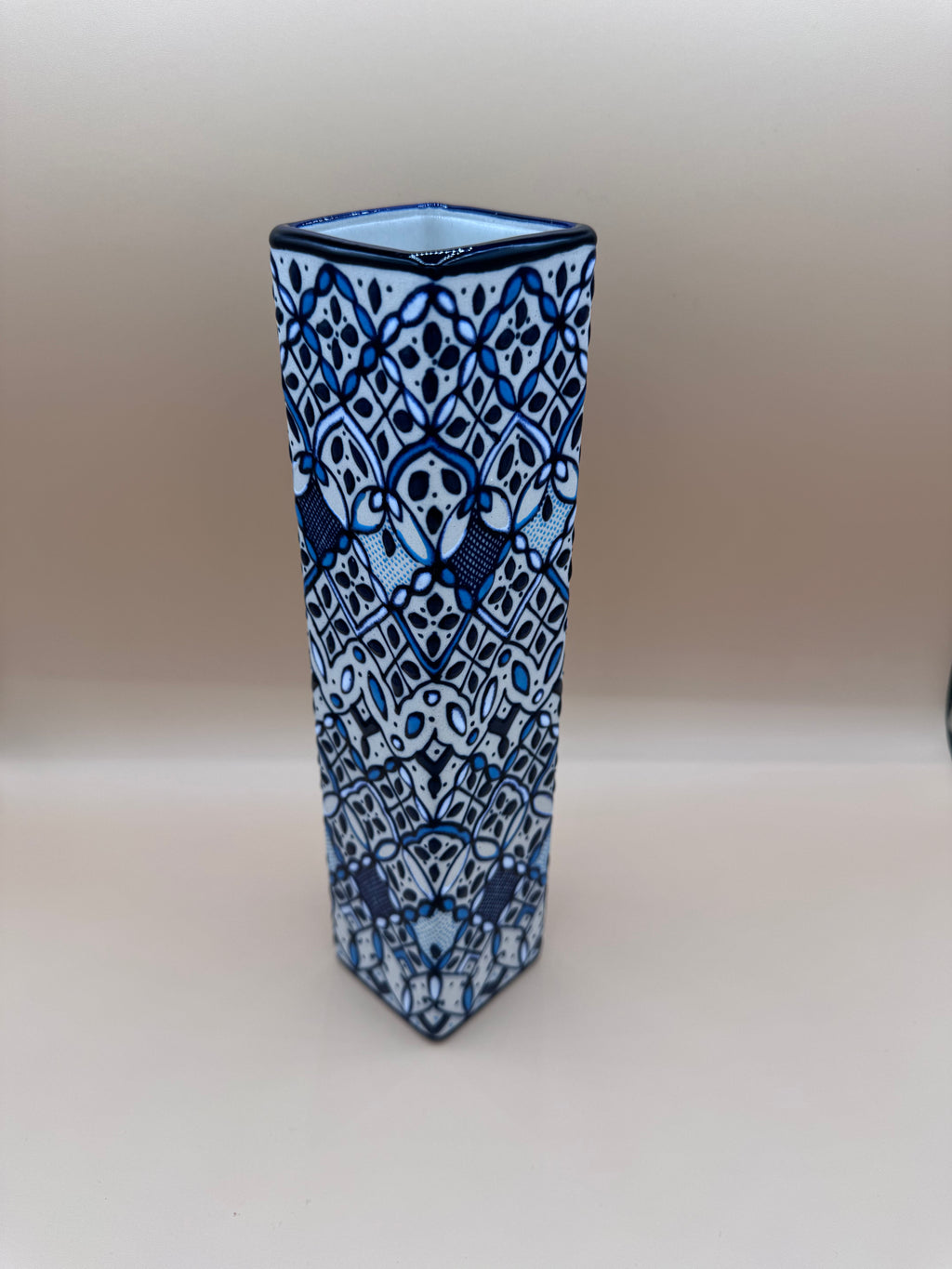 Handmade Talavera Ceramic Vase- Blue/White